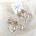スタービジュー×ぷっくりクリアフープ　pierce・earring