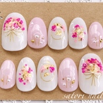 押し花リボンネイルチップ