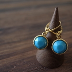 swarovski turquoise french hook pierces