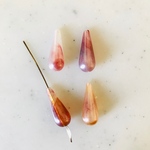 Vintage Pearly White Plum Purple Marble Teardrop Beads