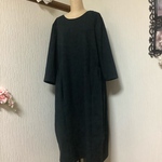 ハーフリネン　ブラック　サイドギャザーワンピース💕