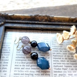 送料無料！✴︎深海色ビーズ&グレー✴︎ピアス⁑イヤリング✴︎