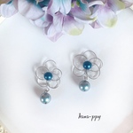clear wire flower ピアスorイヤリングor樹脂ピアス