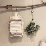 おむつポーチ　アイボリー×グレイッシュピンク