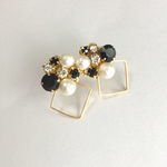 ブラックストーンとパールのピアス☆イヤリング