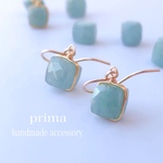 【数量限定】キューブアクアマリン ピアス／イヤリング