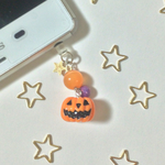 ★ハロウィン限定★カボチャと天然石のイヤホンジャック