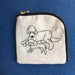 大きい犬と小さい犬のミニポーチ(トイプードル&スタンダードプードル)