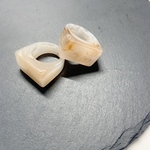 SALE marble square ring beige