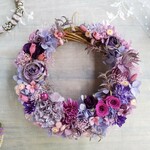  Jolie botanique＜ Lavande rose＞＊ハーフムーンリース＊プリザーブドフラワー＊お花＊ギフト＊結婚祝い＊新築祝い＊お誕生日祝い＊ウェディング＊母の日＊１点もの