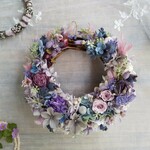  Jolie botanique＜Bleu Fumé＞＊ハーフムーンリース＊プリザーブドフラワー＊お花＊ギフト＊結婚祝い＊新築祝い＊お誕生日祝い＊ウェディング＊母の日＊１点もの