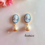 【再再販】ブルーカメオとコットンパール   ピアス