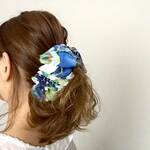【送料無料】バナナクリップ　blue botanical＊下から挟んでとめるだけ 簡単ヘアアレンジ