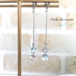 しなやかチェーンのジルコニアピアス/イヤリング＊アクアマリン＊        