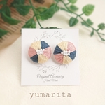 大人可愛い 春のサークル  刺繍ピアス /イヤリング    (*´˘`*)  送料無料        