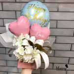【 DPT-042 (Birthday/誕生日・Sサイズ)】誕生日 出産祝い 名入れ バルーン ミニブーケ バルーンギフト バルーンブーケ 