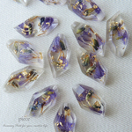 4個＊  紫花 クリア レジン 金箔 イレギュラーシェイプ パーツ import parts IMP-PRT-2802