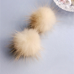 再販ふわふわ軽いファーイヤリング/ピアス ベージュ