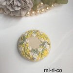 ミモザとモッコウバラの花刺繍　ブローチ／ヘアゴム☆