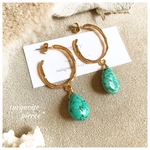 SALE‼️dropターコイズ不規則フープピアス*