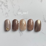 ブラウンゴールドニュアンスネイルチップ