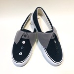 クレリックシャツ風の襟付きのスリッポン(Black x Dark Gray)