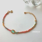 Sky Blue Stone Rainbow Braid Bracelet