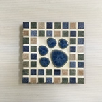 タイルのコースター：肉球(ブロック・グリーン)