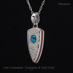 ローンマウンテンターコイズ & レッドコーラル ペンダントトップ Lone Mountain Turquoise & Red Coral