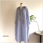 ・*:..ɴᴏ,3072 爽やかストライプフリルシャツワンピース/blue