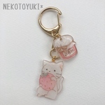 ねこといちごジャムのキーホルダー(しろ)