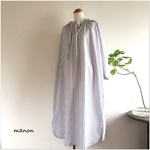 ・*:..ɴᴏ,3071 爽やかストライプフリルシャツワンピース/grey