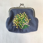 ミモザの花束がま口財布