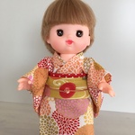 【送料無料】メルちゃん　ネネちゃん用　着物　浴衣　帯セット（白菊、黄色帯）