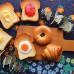 選べるトーストのパン屋さんごっこセット＊大きめ本物パンのミニチュア＊