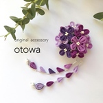 ＊つまみ細工＊ コロンとまるいあじさいの髪飾り