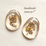 chami 様専用ページ❃︎ ゴールド×グレー×不規則クリア　✱︎ハンドメイドピアス