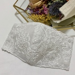 【再販】布マスク❁﻿花刺繍アイボリー