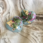 大きなハートピアス くすみブルー 