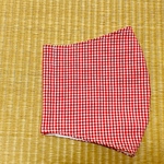 赤のギンガムチェックのマスク