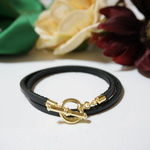 ☆本革ブレス・BLACK×GOLD☆