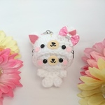 あみぐるみストラップ☆白ねこ着ぐるみ☆くま