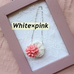 お花とパールのサークルショルダーかごバッグ<White×pink>