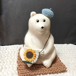 【再販】しろくま貯金箱　ひまわりポシェット🌻とベレー帽