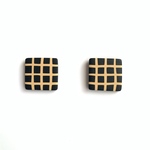 square earring 【beige check】大人チェックの四角いイヤリング