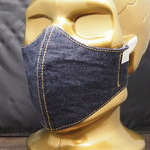 即納　デニム　マスク　ゴムひも無し　岡山ビンテージデニム×コットン　立体マスク　かっこいいシルエット