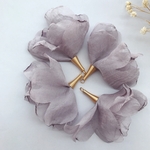 4個   グレー  フラワーパーツ　 シフォン 花びら   タッセル　