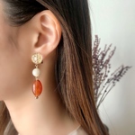 antique (orange) 大ぶりピアス・イヤリング