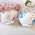 ブルーフラワー✖︎ビションフリーゼ🐾お茶碗🍚