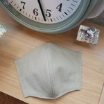ノーズワイヤー&フィルターポケット付き♪コットンリネンの立体マスク☆無地シリーズくすみグリーン